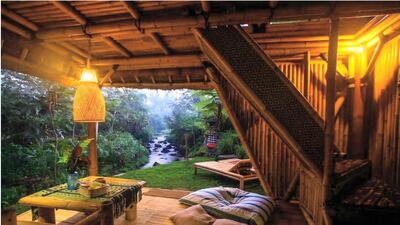 The one-bedroom property in Bali, Indonesia, houses four guests. The next available dates for The Hideout in Bali are in January 2019, when it costs Dh1635 for a minimum stay of two nights for two people, or Dh1,800 for four people.