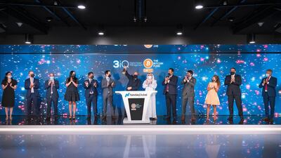 3iQ chairman Frederick Pye rings the opening bell at Nasdaq Dubai's headquarters to mark the dual listing of the Canadian digital asset manager's Bitcoin Fund on the exchange. Courtesy: Nasdaq Dubai