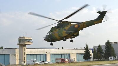 An H215 helicopter at the Airbus Romania Helicopter plant. The aerospace firm is set to axe jobs at its French rotor aircraft unit. Alex Nicodim / AFP