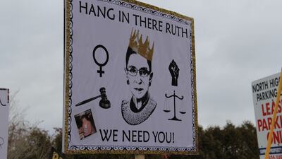 A poster at the 2018 Women's March in Missoula, Montana, featuring Ginsburg. Photo: The Montana Suffragettes