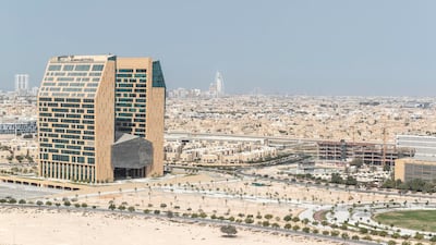 A huge park and landscaped grounds will open soon in the shadow of the Dubai Science Park headquarters. Antonie Robertson/The National.