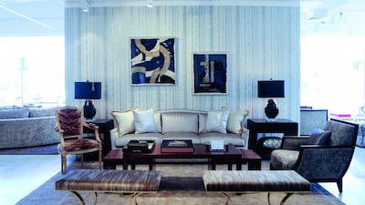 The new En Vogue showroom in Jumeirah 1 sells luxury furnishing options by the US brand Kravet, including the Silk Tiger Velvet Louis XVI Dining Chair, on the left, which retails at Dh77,970.