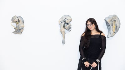 Nour Elbery with her installation Set Dressing for an Afterimage for the Mutable Devotions exhibition. Photo: NYUAD