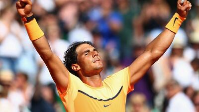 Rafael Nadal celebrates after his semi-final win over Andy Murray at the Monte Carlo Masters on Saturday. Michael Steele / Getty Images / April 16, 2016