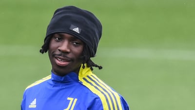 Juventus' forward Moise Kean attends a training session. AFP