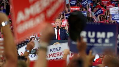 Donald Trump speaks at a campaign kick off rally at the Amway Center in Orlando, Florida. Reuters