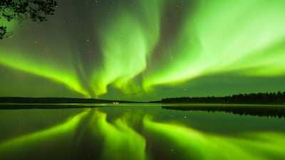 The northern lights in Rovaniemi, Lapland, Finland