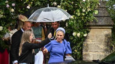 Zara Tindall leaves following the wedding of Princess Anne's son, Peter Phillips and Harriet Sperling at All Saints' Church in Cirencester. Reuters
