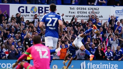 Ipswich Town's Omari Hutchinson celebrates scoring their second. PA