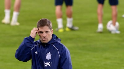 Spain's coach Robert Moreno during the training session at the Ramon de Carranza Stadium. AFP