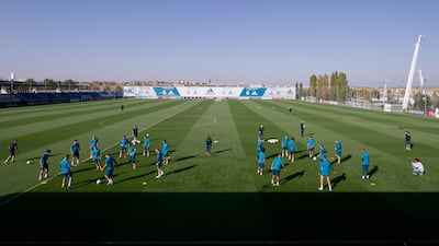 A view of the training pitch during the session at the Valdebebas training ground. Denis Doyle / Getty Images