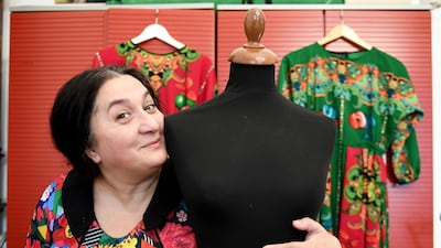 Hungarian Roma fashion designer and founder of Romani Design Erika Varga poses at her workshop in Budapest. AFP