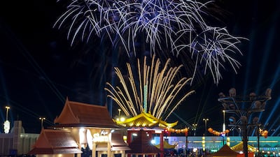 Sheikh Zayed Heritage Festival drone and fireworks New Year’s Eve display held at Al Wathba, Abu Dhabi. Victor Besa / The National