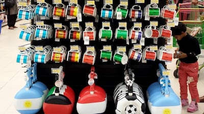 As you might expect, the region’s hypermarkets are getting in on the football act. There is dedicated merchandise for the coming month ahead in Lulu branches, including mugs emblazoned with shiny flags. Or for those looking to rustle up some foreign food, there are frying pans bearing the French, German, Italian and Argentinian flags. Deepthi Unnikrishnan / The National
