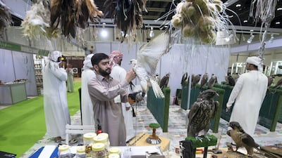 A stall selling falcon accessories at Adihex. Leslie Pableo for The National