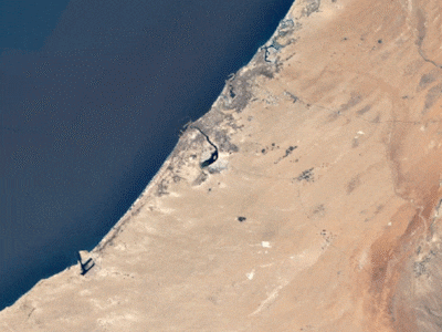 Dubai's coastline in the years between 1984 and 2020. Photo: Google Earth Timelapse