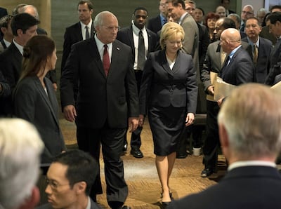 Christian Bale as Dick Cheney, left, and Amy Adams as Lynne Cheney in a scene from 'Vice', a film that garnered mixed reviews from critics. AP