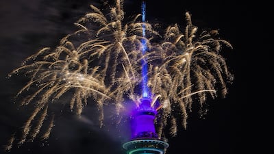 Fireworks from the SkyTower during Auckland's New Year's Eve celebrations. Getty Images