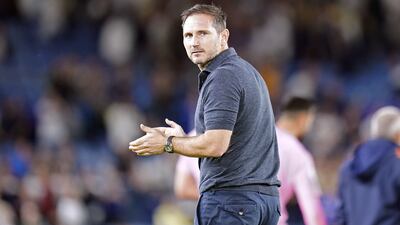 Everton manager Frank Lampard applauds fans after the final whistle. PA