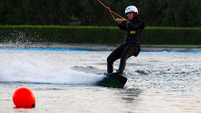 Youngsters, such as this girl at the Wake Park World Championships on Wednesday, could get some help from Angelika Schriber. Christopher Pike / The National