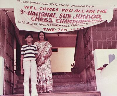 Anand, aged 14, and his mother Panji pictured in 1983. Courtesy Viswanathan Anand