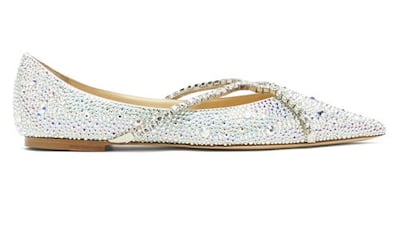 Crystal embellished flats, Dh4,814, Jimmy Choo, MatchesFashion. Photo: MatchesFashion