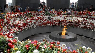 On April 24 every year, hundreds of thousands of Armenians visit the Tsitsernakaberd Genocide Memorial in Yerevan to remember the 1.5 million Armenians who were massacred and deported from the then Ottoman Empire. Onnik Krikorian for The National