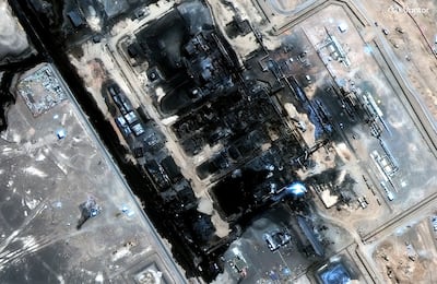 A satellite image shows the damage caused by the attack on Saudi Arabia's East-West pipeline. Reuters