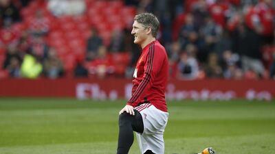 Manchester United's Bastian Schweinsteiger warms up before their FA Cup match against West Ham United on Sunday. Andrew Yates / Reuters / March 13, 2016