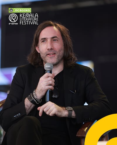 Booker Prize winner Paul Lynch speaking at the Kerala Literature Festival at Kozhikode. Photo: Kerala Literature Festival