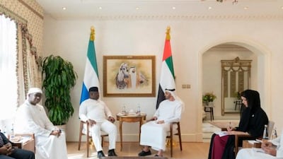Sheikh Mohamed bin Zayed, Crown Prince of Abu Dhabi and Deputy Supreme Commander of the Armed Forces, met President of Sierra Leone, Julius Maada Bio