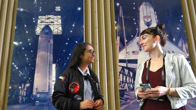 Alia Al Mansoori in the Vehicle Assembly Building (VAB) during her visit to the Kennedy Space Center. Scott A Miller for The National
