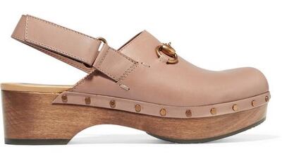 Dh2,679, Gucci horsebit-detailed leather clogs at www.net-a-porter.com. Courtesy Net-a-Porter