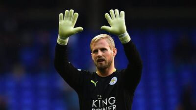 Kasper Schmeichel of Leicester City applauds away supporters after his team's 1-1 draw in the Premier League match against Tottenham Hotspur at White Hart Lane on October 29, 2016 in London, England. Dan Mullan / Getty Images