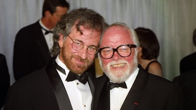 Director Steven Spielberg, left, and actor Sir Richard Attenborough, who played Dr John Hammond in 'Jurassic Park'. PA