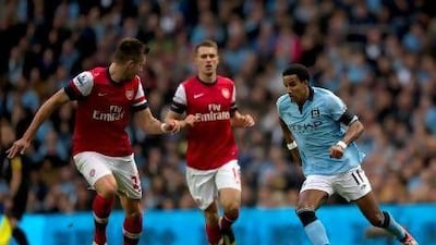 Scott Sinclair, right, has made two appearances for Manchester City since joining in August. Adrian Dennis / AFP