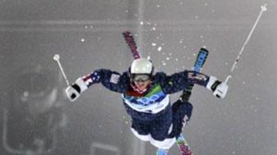 Shannon Bahrke of the USA during her final run in women's moguls.
