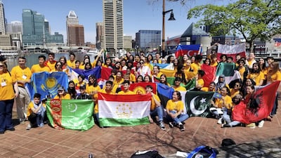 Students from across the world travel to Baltimore each year for the Better Understanding for a Better World programme, which aims to promote tolerance, understanding and encourage future leaders. Courtesy American International School in Abu Dhabi
