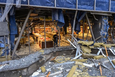 A shopping centre was damaged by an overnight Russian missile strike in Kyiv. EPA
