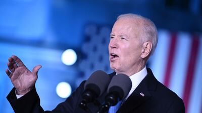 Joe Biden delivers a speech at the Royal Castle in Warsaw, Poland. AFP