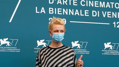 President of the jury, Cate Blanchett, poses on the opening day of the 77th Venice Film Festival at Venice Lido. Reuters
