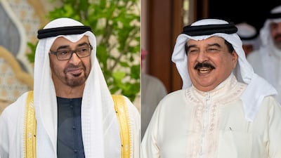 President Sheikh Mohamed congratulated Bahrain's King Hamad on the country's 54th National Day. Photo: UAE Presidential Court