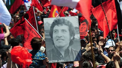 Victor Jara's funeral took place in Santiago in 2009, six months after his remains were exhumed. AFP
