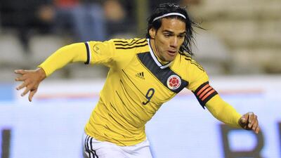 Monaco and Colombia striker Radamel Falcao shown during a November, 2013 international friendly against Belgium. John Thys / AFP / November 14, 2013
