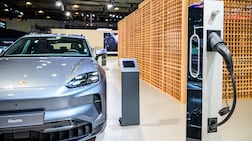 A Porsche Cayenne Electric SUV on display at the AutoSalon in Brussels. Getty Images