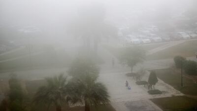 DUBAI , UNITED ARAB EMIRATES , SEP 27 – 2017 :- Early morning fog in Discovery Gardens area in Dubai. ( Pawan Singh / The National )