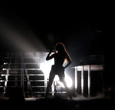 Beyonce performs on Yas Island. Philip Cheung / The National