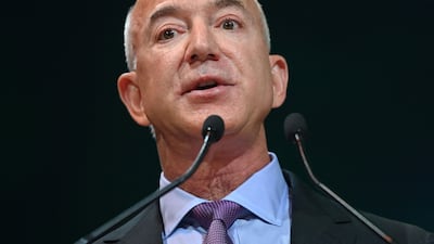 Amazon CEO Jeff Bezos attends an Action on Forests and Land Use session, during the COP26 UN Climate Change Conference in Glasgow, Scotland. AFP