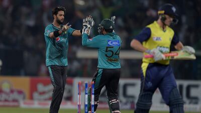 Pakistan all-rounder Imad Wasim, left, will lead the Karachi Kings. Aamir Qureshi / AFP
