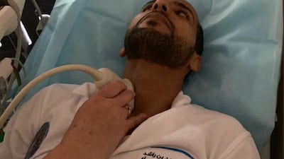 Hazza Al Mansouri is undergoing medical tests in Moscow, almost a week after his return to Earth. Courtesy Dubai Media Office